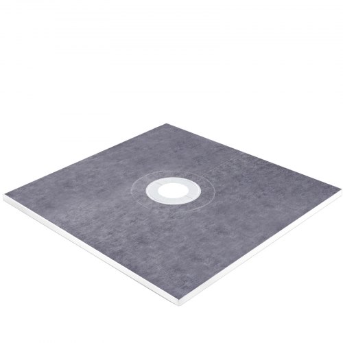 VEVOR Shower Curb Kit, 48"x48" Watertight Shower Curb Overlay with 4" ABS Central Bonding Flange, 4" Stainless Steel Grate, 2 Cuttable Shower Curb and Trowel, Shower Pan Slope Sticks Fit for Bathroom