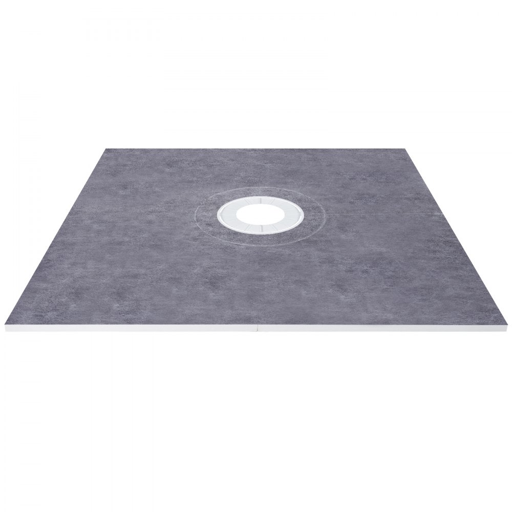 VEVOR Shower Curb Kit, 48\"x48\" Watertight Shower Curb Overlay with 4\" ABS Central Bonding Flange, 4\" Stainless Steel Grate, 2 Cuttable Shower Curb and Trowel, Shower Pan Slope Sticks Fit for Bathr