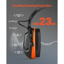 VEVOR Safety Earmuffs, Electronic Ear Muffs with 5.1 Bluetooth Technology Ear Protector, Noise Reduction Headphone NRR23dB, Hearing Protection Earmuffs for Shooting, Manufacturing and Lawn Mowing