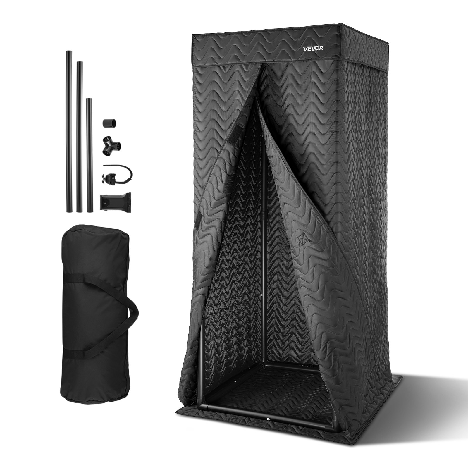 VEVOR Portable Vocal Booth, 200 cm Height, Portable Recording Studio with Travel Bag, Mobile Tablet Stand, Thickened Soundproofing, Sound Isolation Booth for Echo-Free Vocals, Podcasts, Voiceovers