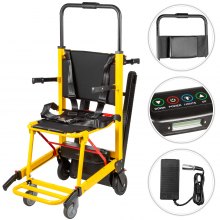 Scaun cu rotile electric pentru urcarea scarilor VEVOR 180kg 396LBS Capacitate de incarcare Scaun pentru scara de evacuare Scaun pentru scari EMS Scaun cu rotile electric rezistent (galben)