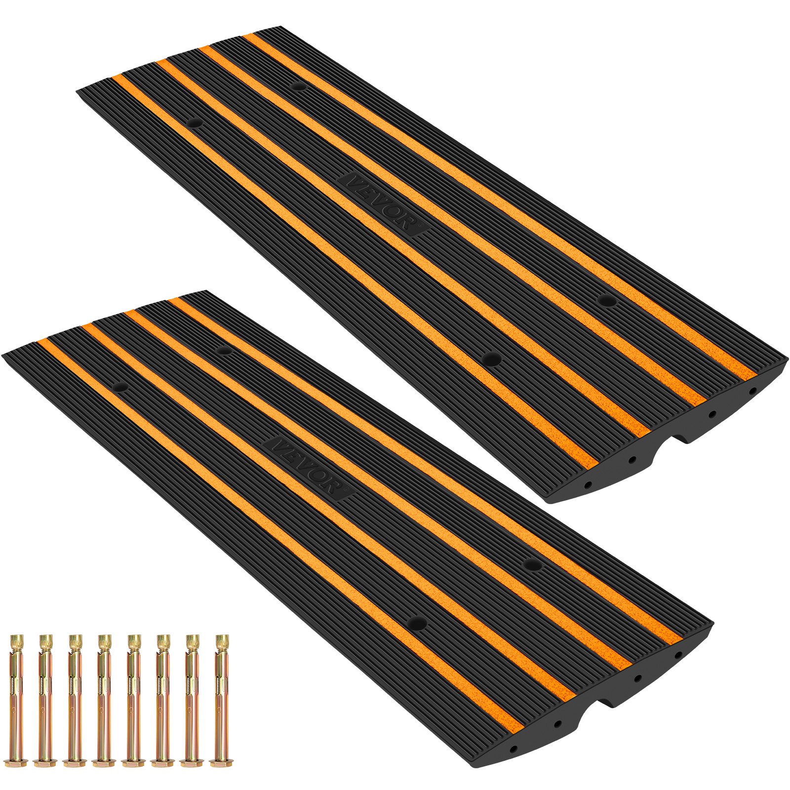VEVOR Driveway Curb Ramp, 2 Pack 1 Channel Curb Bridge, 22046 Lbs Capacity Rubber Driveway Curb Bridge, 2.6" Rise Curbside Bridge Ramp for Driveway, Loading Dock, Garage, Sidewalk, Car, Truck, Scooter