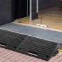 VEVOR rubber threshold ramp at glass door entry providing easy access over tiled threshold.