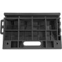 black VEVOR rubber threshold ramp with grid pattern and handle for easy transportation.