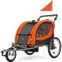 Remorque de vélo VEVOR pour tout-petits, enfants, siège double, charge de 100 lb, porte-vélo 2 en 1 transformable en poussette, remorque de vélo pliable pour enfant avec attelage de vélo universel, orange et gris