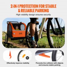 VEVOR Bike Trailer for Toddlers, Kids, Double Seat, 100 lbs Load, 2-In-1 Canopy Carrier Converts to Stroller, Tow Behind Foldable Child Bicycle Trailer with Universal Bicycle Coupler, Orange and Gray