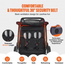 VEVOR Bike Trailer for Toddlers, Kids, Double Seat, 100 lbs Load, 2-In-1 Canopy Carrier Converts to Stroller, Tow Behind Foldable Child Bicycle Trailer with Universal Bicycle Coupler, Orange and Gray