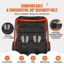 VEVOR Bike Trailer for Toddlers, Kids, Double Seat, 100 lbs Load, 2-In-1 Canopy Carrier Converts to Stroller, Tow Behind Foldable Child Bicycle Trailer with Universal Bicycle Coupler, Orange and Gray