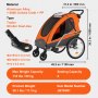 VEVOR Bike Trailer for Toddlers, Kids, Double Seat, 110 lbs Load, 2-In-1 Canopy Carrier Converts to Stroller, Tow Behind Foldable Child Bicycle Trailer with Universal Bicycle Coupler, Orange and Gray