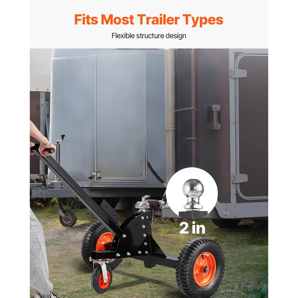 VEVOR Trailer Dolly, 1500lbs Tongue Weight Capacity, 2 in 1 Trailer Mover with 2 in Ball, 16 in Pneumatic Tires and Universal Wheel, Portable Tow Dolly for Moving Car RV Trailer