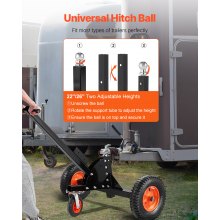 1500lbs 2-in-1 Trailer Dolly 22 and 26 in Adjustable Height 2in Ball with Caster