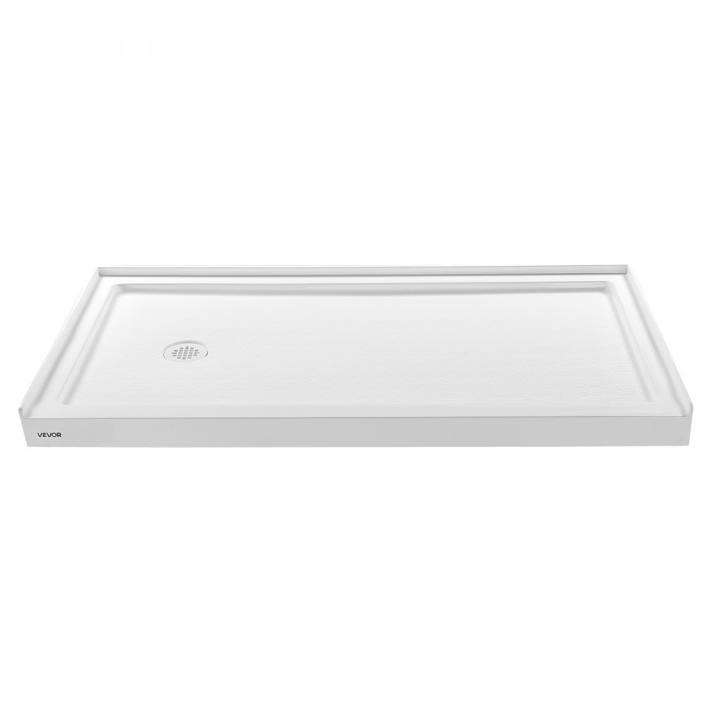 VEVOR Shower Pan, 60″ L x 30″ W Single Threshold Shower Base, Rectangle Acrylic & PVC Showering Base in White, Slip-Resistant Showering Pan Bases with Drain & Cover for Bathroom, Left Drain Location