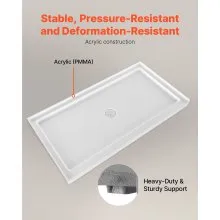 VEVOR Shower Pan 60″ L x 32″ W Single Threshold Shower Base Center Drain