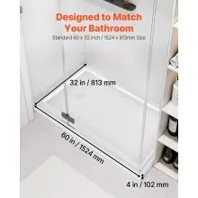 VEVOR Shower Pan 60″ L x 32″ W Single Threshold Shower Base Left Drain Location