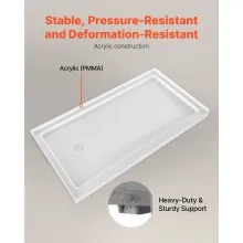 VEVOR Shower Pan 60″ L x 32″ W Single Threshold Shower Base Left Drain Location