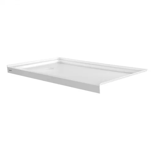B3Round 6036 Base de douche avec fond antidérapant blanche pour alcôve en acrylique avec drain
