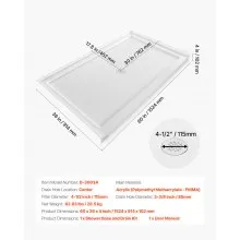 VEVOR Shower Pan, 60″ L x 36″ W Single Threshold Shower Base, Rectangle Acrylic & PVC Showering Base in White, Slip-Resistant Showering Pan Bases with Drain & Cover for Bathroom, Center Drain Location