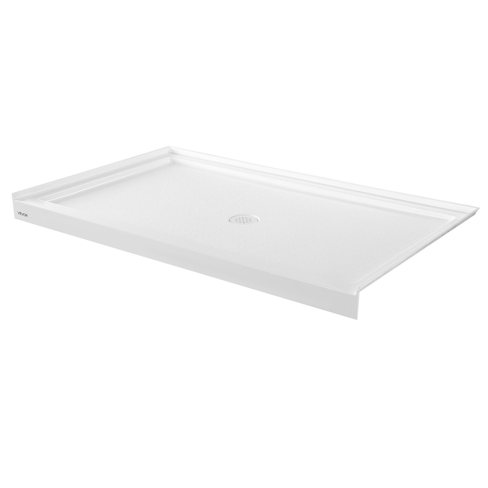 VEVOR Shower Pan, 60″ L x 36″ W Single Threshold Shower Base, Rectangle Acrylic & PVC Showering Base in White, Slip-Resistant Showering Pan Bases with Drain & Cover for Bathroom, Center Drain Location
