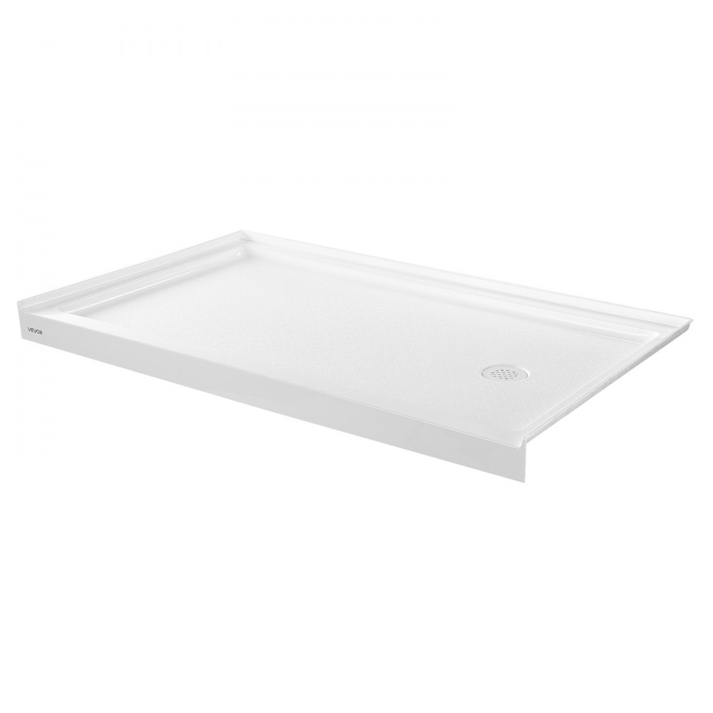 VEVOR Shower Pan, 60″ L x 36″ W Single Threshold Shower Base, Rectangle Acrylic & PVC Showering Base in White, Slip-Resistant Showering Pan Bases with Drain & Cover for Bathroom, Right Drain Location