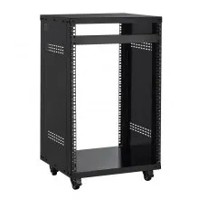 VEVOR 16U AV Rack, 200 lbs Max Capacity, Home Recording Studio Rack with Lockable Caster Wheels, Open Frame Server Cabinet, Special Vent Design, for 19-Inch Audio Video Musical & IT Equipment Mounting