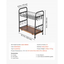 2 Tier Coffee Bar Organizer for Countertop with 12 Movable Hooks Mug Holder