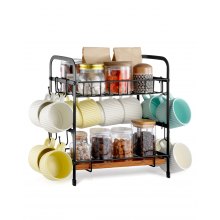 2 Tier Coffee Bar Organizer for Countertop with 12 Movable Hooks Mug Holder