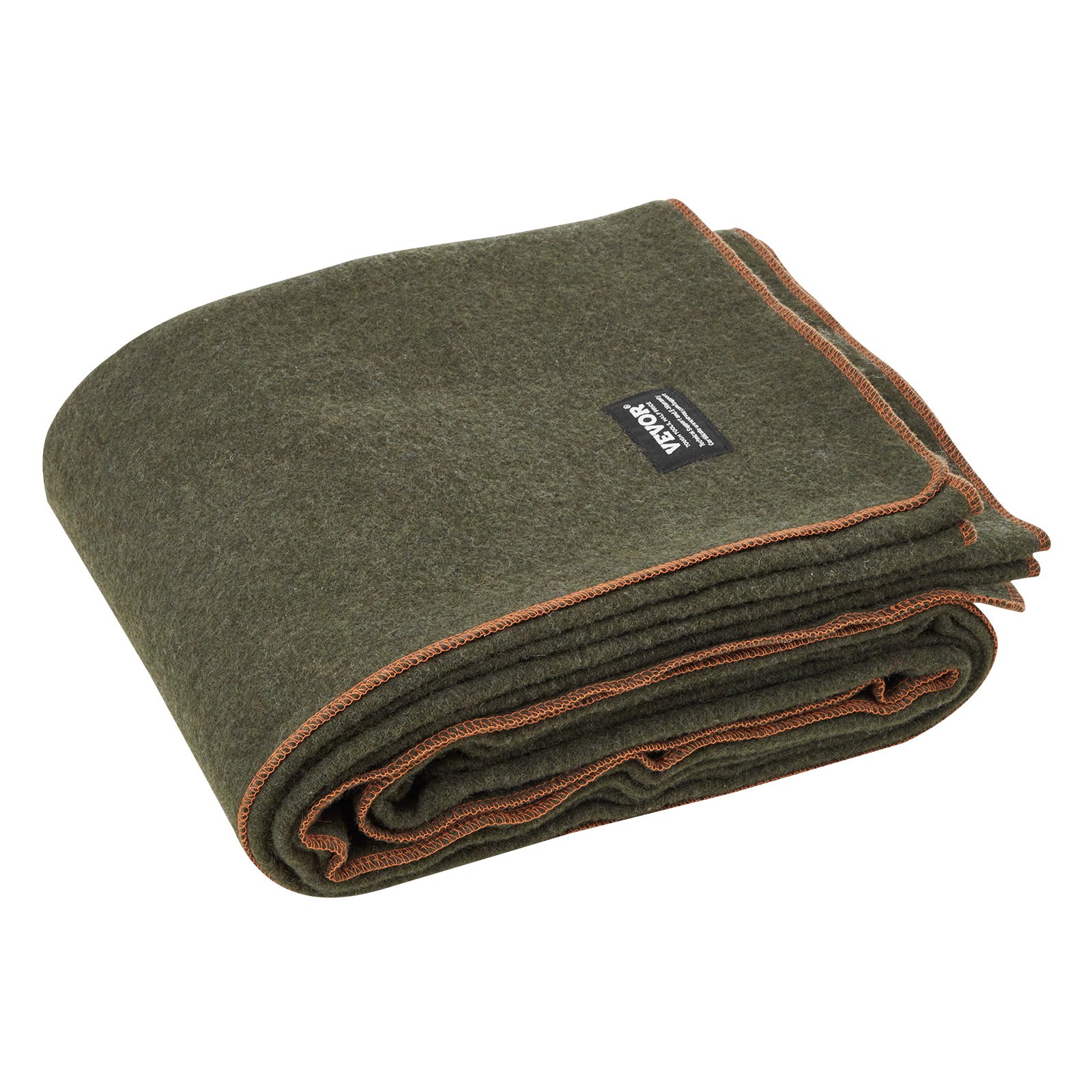 VEVOR Wool Camping Blanket, Large Warm Stadium Blanket, Waterproof & Windproof, Flame Retardant, Great for Outdoors, Picnics, Hiking, Sports Events, Travel, 64" x 88" (80% Wool), Army Green