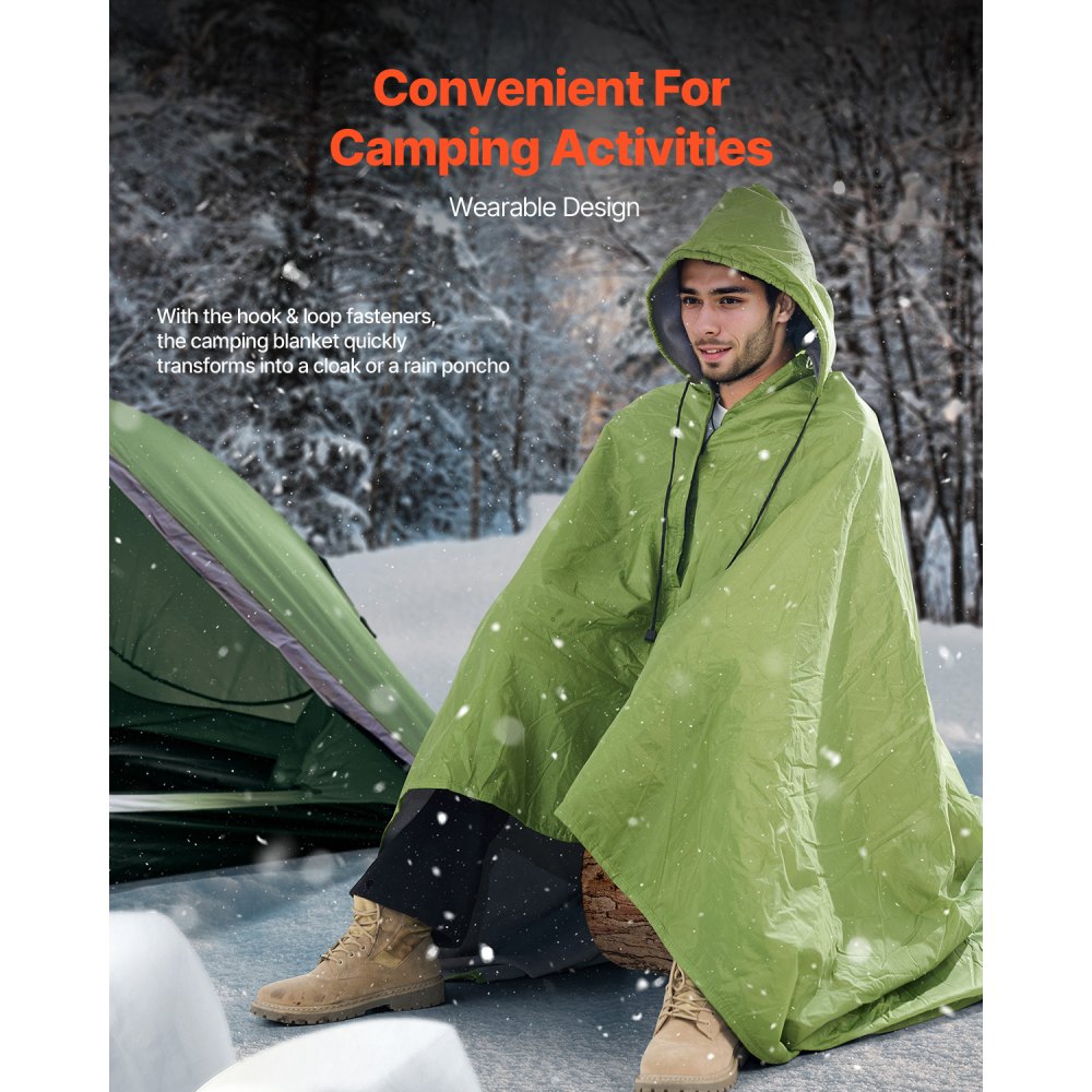 VEVOR Camping Blanket 2x1,5m (79" x 59") Wearable Warm Stadium Blanket Outdoor Light Green