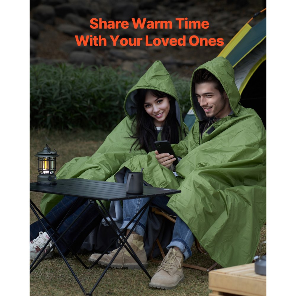VEVOR Camping Blanket 2x1,5m (79" x 59") Wearable Warm Stadium Blanket Outdoor Light Green