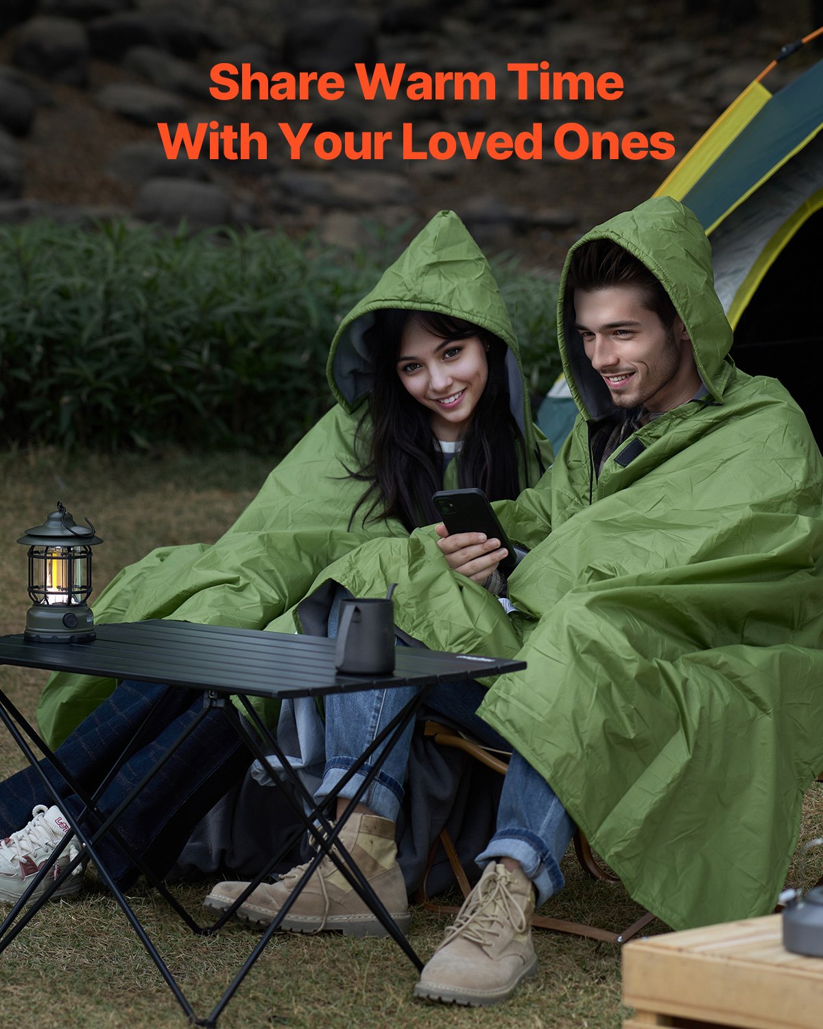 VEVOR Camping Blanket 2x1,5m (79" x 59") Wearable Warm Stadium Blanket Outdoor Light Green