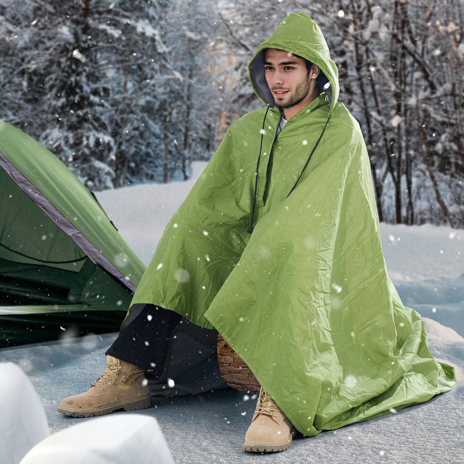 VEVOR Camping Blanket 2x1,5m (79" x 59") Wearable Warm Stadium Blanket Outdoor Light Green