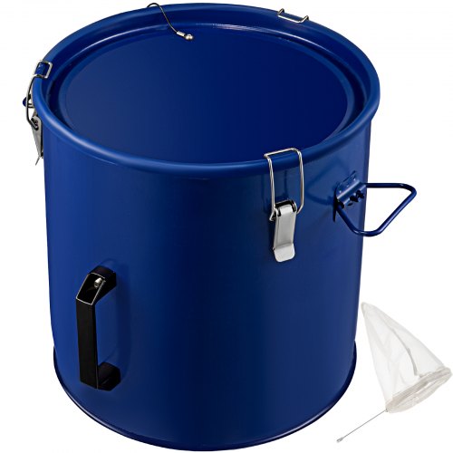 VEVOR Fryer Grease Bucket 10 Gal Oil Disposal Caddy Steel Fryer Oil Bucket w/Rust-proof Coating 37.9L Oil Transport Container w/Lid & Lock Clips Oil Caddy w/Filter Bag For Hot Cooking Oil Filtering