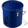 blue VEVOR fryer grease bucket with secure clips and filter mesh for easy handling.