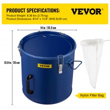VEVOR Fryer Grease Bucket 8 Gal Oil Disposal Caddy Steel Fryer Oil Bucket w/Rust-proof Coating 30.3L Oil Transport Container w/Lid & Lock Clips Oil Caddy w/Filter Bag For Hot Cooking Oil Filtering