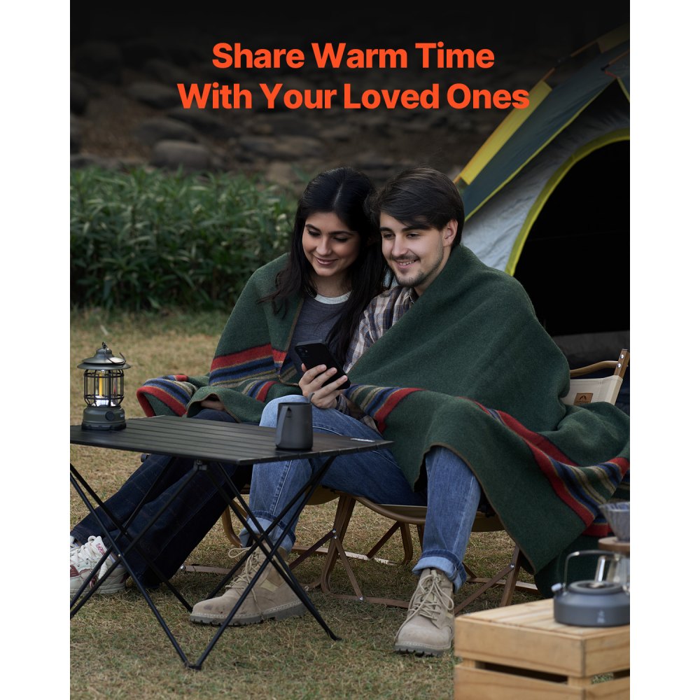 VEVOR Wool Camping Blanket 1,62x2,23 m (64" x 88") Warm for Camping Hiking Travel Texture