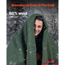 VEVOR Wool Camping Blanket 64" x 88" Warm for Camping Hiking Travel Texture