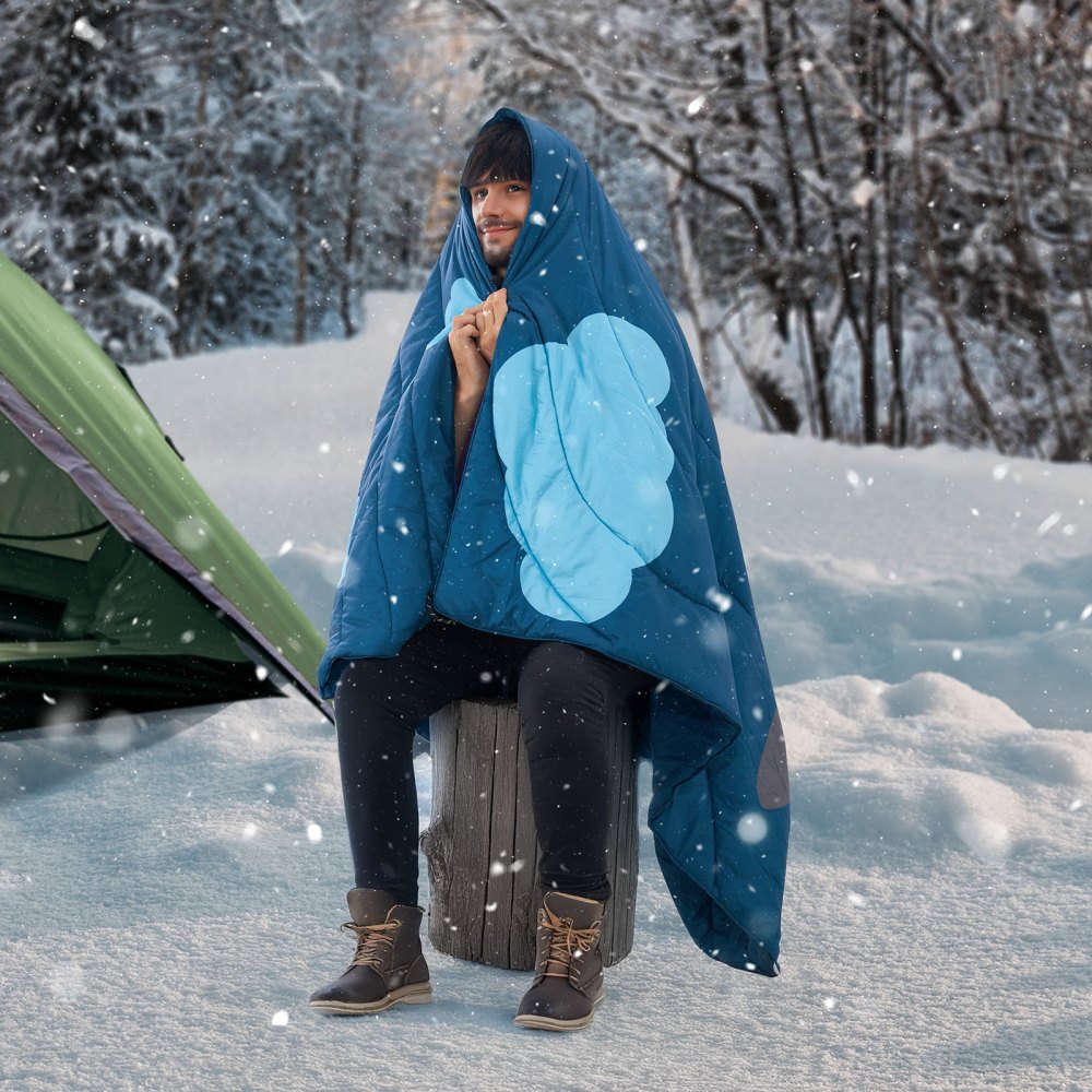 VEVOR Camping Blanket 1.9 x 1.32 m (75" x 52") Wearable Warm Stadium Blanket Outdoor Printed