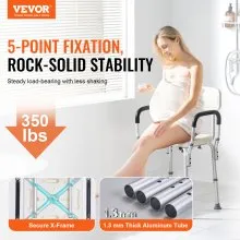 VEVOR Shower Chair, Shower Seat with Back, Adjustable Height Shower Stool, Shower Chair for Inside Shower Bathtub, Non-slip Bathroom Bench Bath Chair for Elderly Disabled Handicap, 350 LBS Capacity