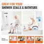 VEVOR Shower Chair Seat with Padded Armrests and Back, Shower Stool with Crossing Bar, Shower Chair for Inside Shower Bathtub, Adjustable Height Bench Bath Chair for Elderly Disabled, 181.4kg Capacity