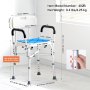 VEVOR Shower Chair Seat with Padded Armrests and Back, Shower Stool with Crossing Bar, Shower Chair for Inside Shower Bathtub, Adjustable Height Bench Bath Chair for Elderly Disabled, 400 lbs Capacity