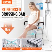 VEVOR Shower Chair Seat with Padded Arms and Back, Shower Stool with Reinforced Crossbar, Shower Chair for Inside Shower Bathtub, Adjustable Height Bench Bath Chair for Elderly Disabled, 400 lbs