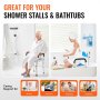 VEVOR Shower Chair Seat with Padded Armrests and Back, Shower Stool with Suction Feet, Shower Chair for Inside Shower Bathtub, Adjustable Height Bench Bath Chair for Elderly Disabled, 400 lbs Capacity