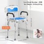 VEVOR brusestolssæde med polstrede armlæn og ryg, brusestol med sugefødder, brusestol til indvendigt brusebadekar, justerbar bænk-badestol til ældre handicappede, 181,4 kg kapacitet