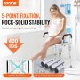 VEVOR shower chair, stable seat base, 1.3mm thick aluminum tube, supports up to 400 lbs, rock-solid stability.