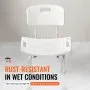 VEVOR Shower Chair, Shower Seat with Back, Adjustable Height Shower Stool, Shower Chair for Inside Shower Bathtub, Non-slip Bathroom Bench Bath Chair for Elderly Disabled Handicap, 158.8 kg Capacity