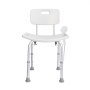 VEVOR shower chair with backrest, adjustable legs, and detachable handheld showerhead.