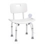 VEVOR shower chair with backrest, adjustable legs, and attached handheld showerhead.
