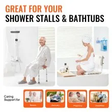 VEVOR Shower Chair, Shower Seat with Back, Adjustable Height Shower Stool, Shower Chair for Inside Shower Bathtub, Non-slip Bathroom Bench Bath Chair for Elderly Disabled Handicap, 350 lbs Capacity