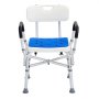 Shower Chair Seat, 400 lbs Capacity, Shower Stool with Crossing Bar, Padded Armrests and Back, Shower Chair for Inside Shower Bathtub, Adjustable Height Bench Bath Chair for Elderly Disabled