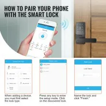 VEVOR Smart Lock, 5-in-1 Smart Door Knob, Fingerprint Deadbolt with App Control, Bluetooth Smart Lock, Keyless Entry Door Lock with Handle, Biometric Door Lock, Keypad Digital Door Lock for Front Door